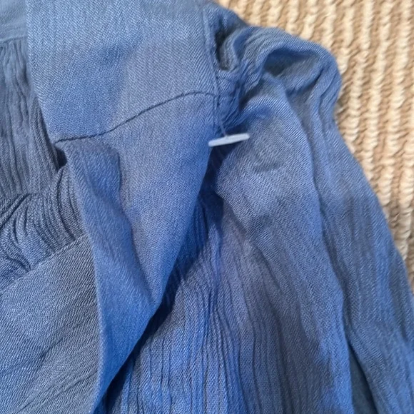 NWOT FREE PEOPLE sliver of light wide leg tie sides pants in blue size S/M - Picture 8 of 12